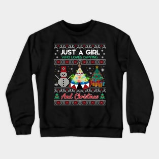 Just a girl who loves camping and christmas Crewneck Sweatshirt